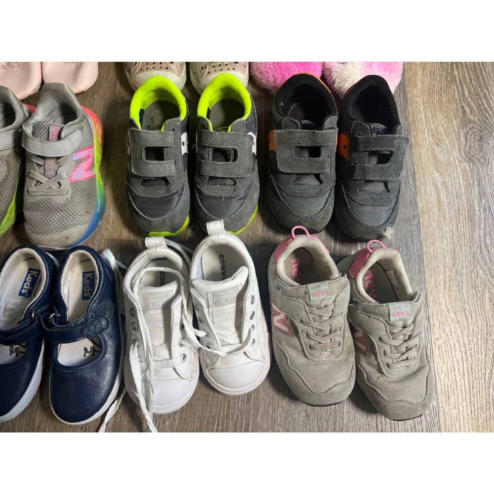 New Balance Saucony Converse Toddler Girl 7-9 Mixed Color Shoe Lot 11 Pairs - Picture 2 of 6